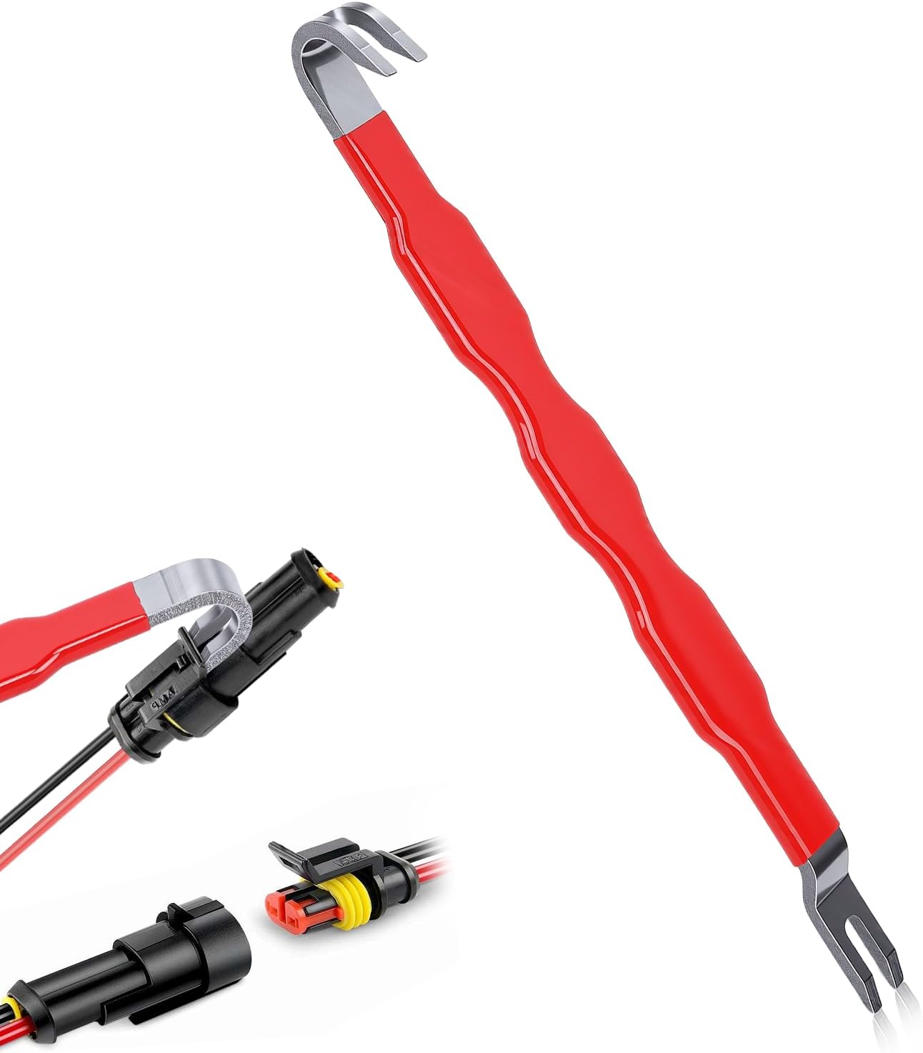 Automotive Electrical Connector Separator,Terminal Release Remover Tool,Dual End Wiring Harness Disconnect Tool for Most Cars Trucks(Red)