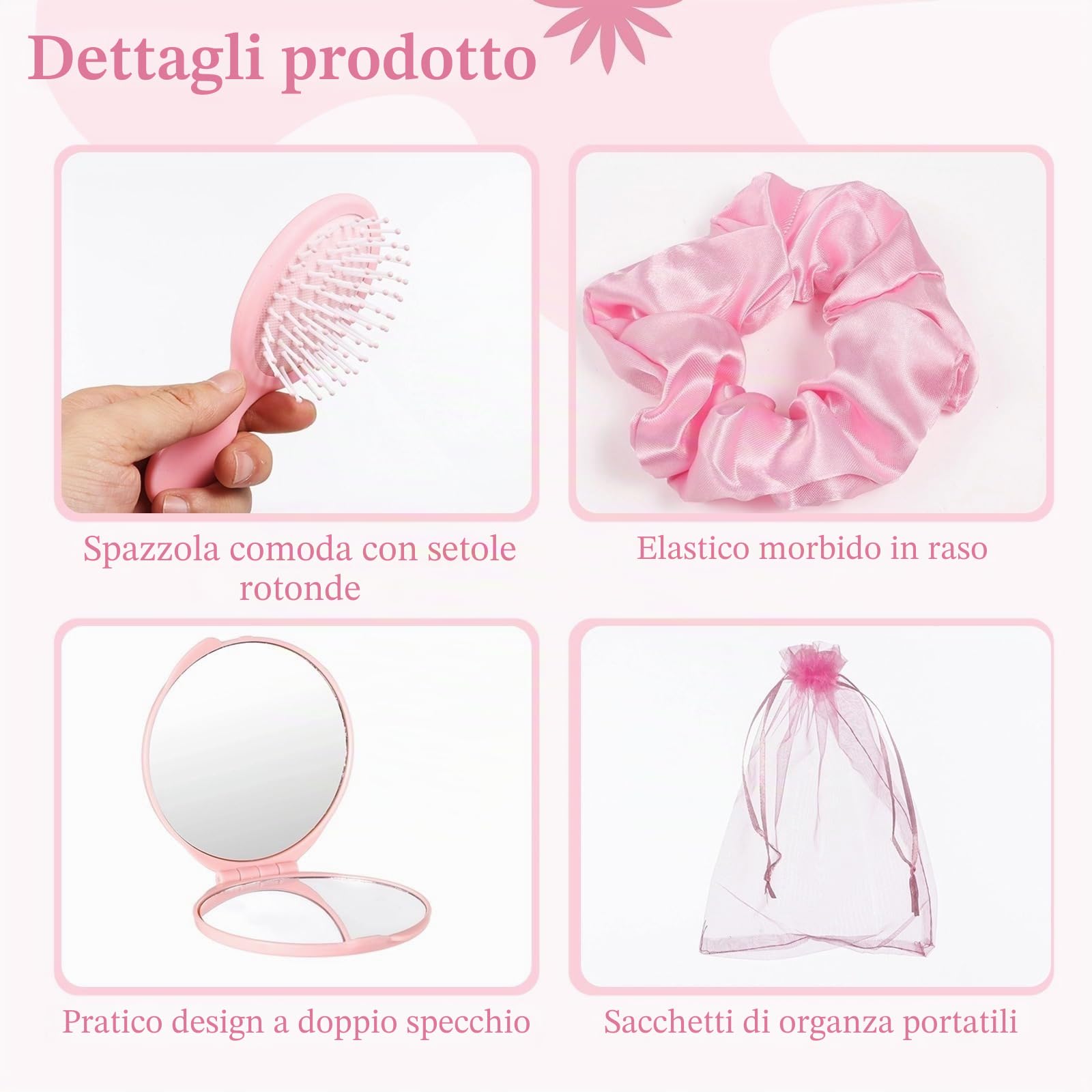 48 Scatole Regalo per Feste, Spazzole per Capelli, Elastici per Capelli, Specchietti Compatti, Sacchetti di Organza, Set di Pennelli per Trucco per Donne e Ragazze