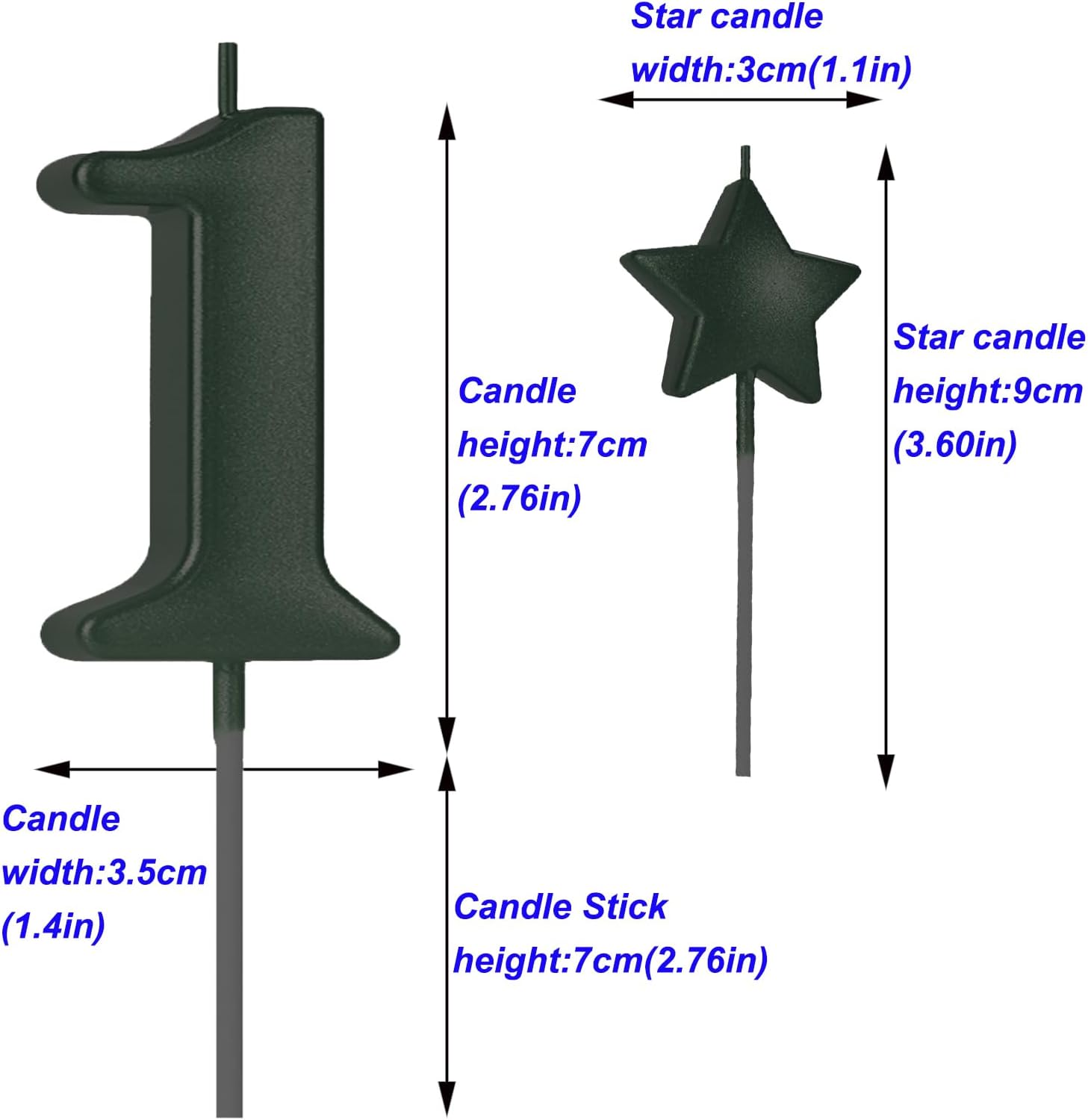 2.75in Tall Black Number 1 Birthday Candles, Glitter Happy Birthday Cake Cupcake Toppers Decoration and Celebrating for Adults/Kids Party Baking (2.75in Black Number 1)