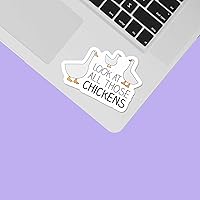 Vista 4 de Calcomanía de vid con texto en inglés «Look At All Those Chickens», citas divertidas de vid, calcomanía de meme de Internet para Hydroflask