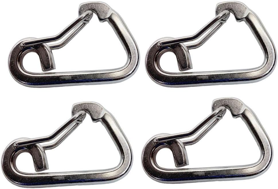 4 Pc Stainless Steel 15/32" Harness Clip 1500Lb WLL Spring Gate Snap Hook