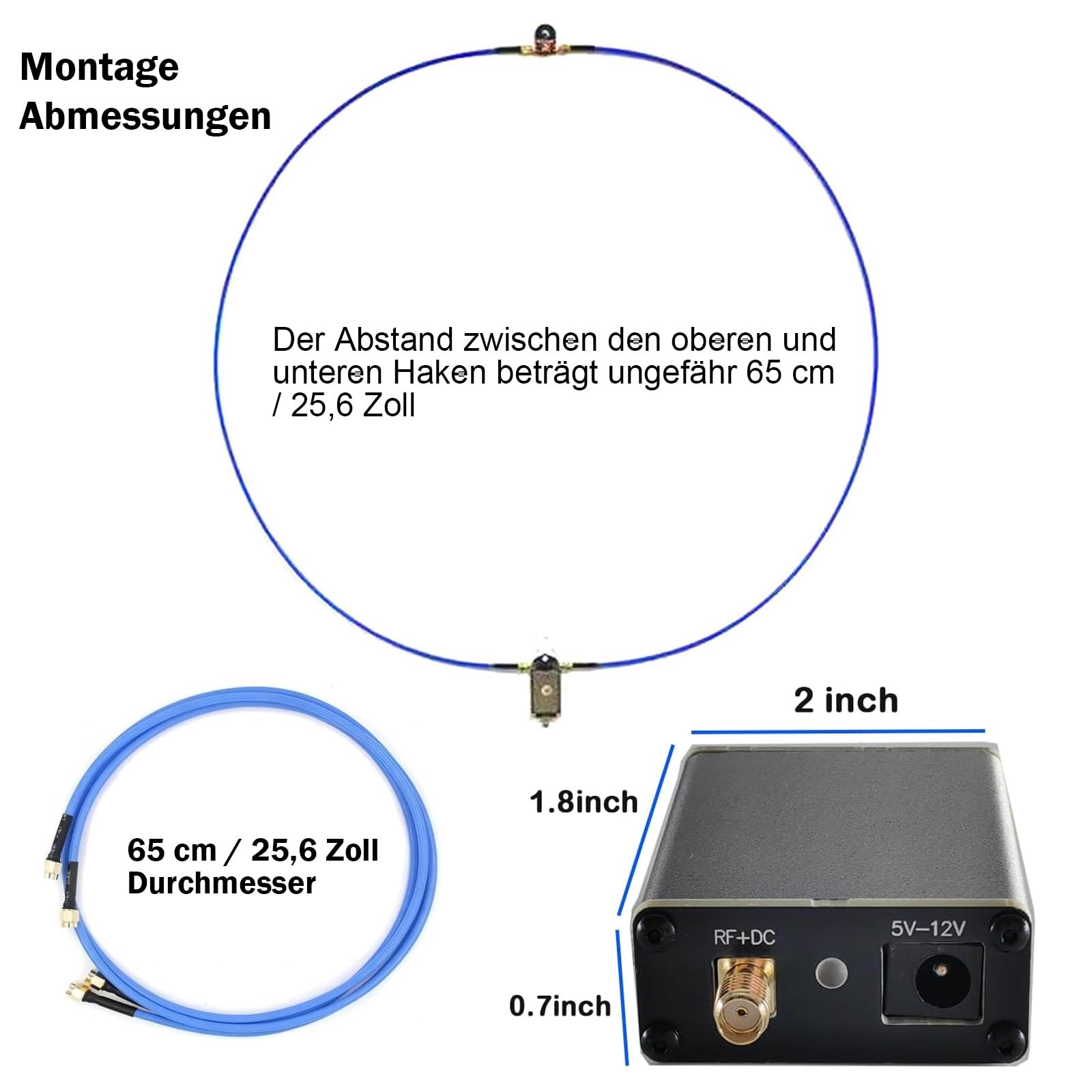 AURSINC Portable Active Loop Antenna - Kurzwellen-Antenne 50 KHz-500 MHz HF AM FM VHF UHF Magnetische Schleifenempfangsantenne für Amateurfunk (verbesserter Verstärker)