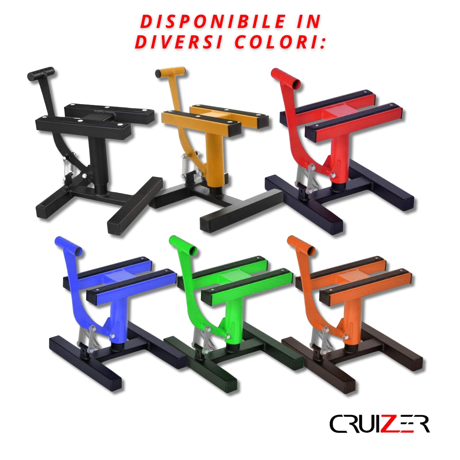 CRUIZER Caballete central amarillo para moto, motocross, enduro, motard, mantenimiento, carga máxima 200 kg, colores surtidos (amarillo)