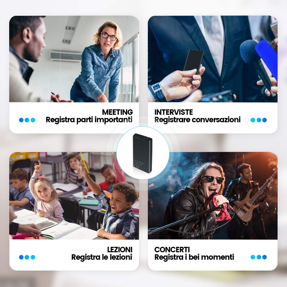 TDW 32GB Registratore Vocale Professionale con Attivazione Vocale, 2500mAh Registratore Audio con Durata Della Batteria di 288 ore e 365 Giorni in Standby - Portatile Magnetico Registratore Vocale