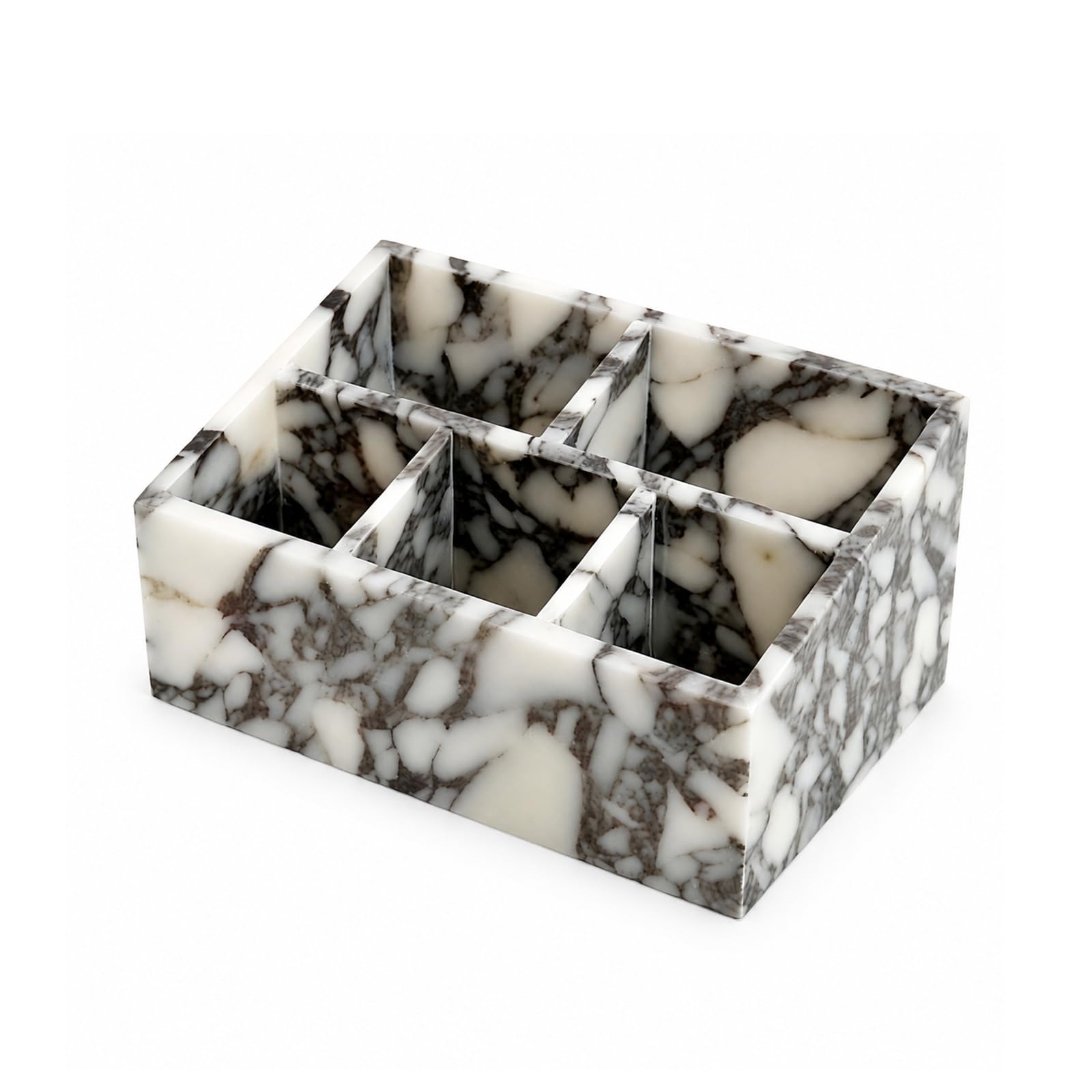 Artisanal Abode Calacatta Viola Marble 5-Compartments Desk Organizer โ image 1