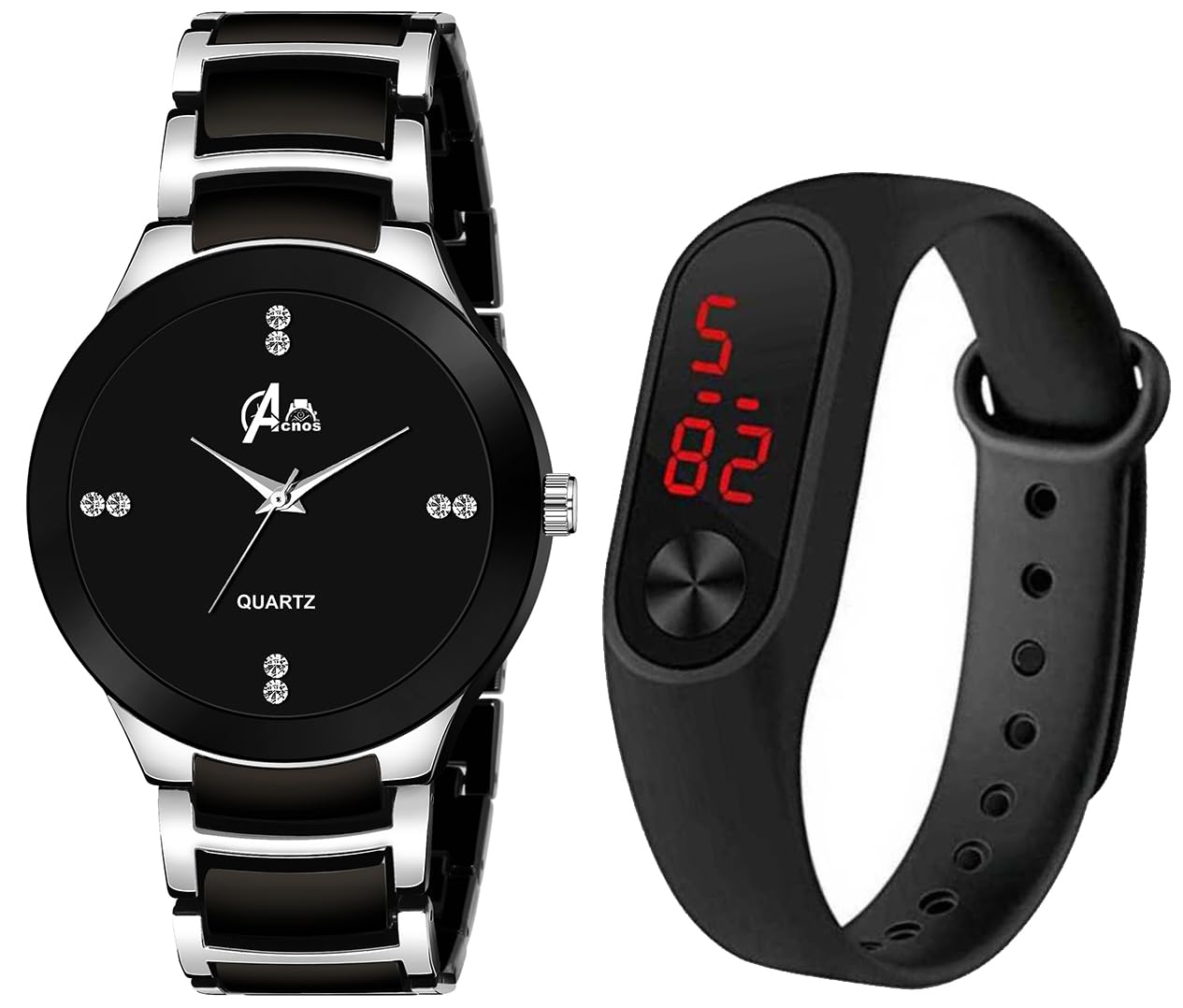 Azon A BlackDial and Black Silver Stainless Steel Belt Watch with M2 Digital for Mens and Watch for Boy Pack of 2 (B09H3GGPFW) Amazon Price History, Amazon Price Tracker