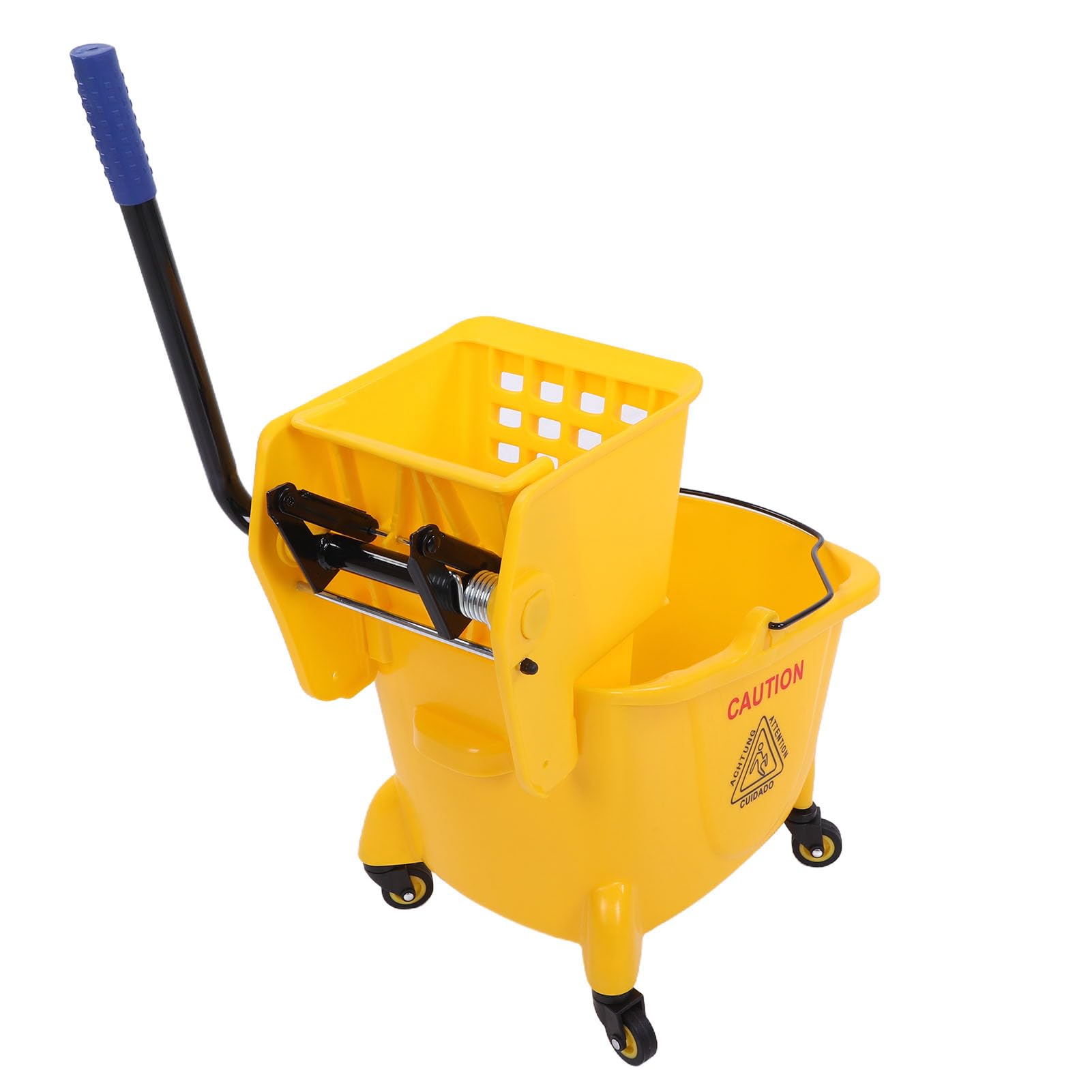 Fockety Cubo para Fregona Comercial de 24 litros, Cubo para Fregona Industrial con Escurridor Lateral, Ruedas y Mango Universales, Cubos de Limpieza para el Hogar