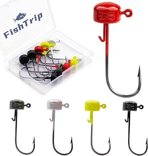 FishTrip Ned Rig Jighead Fishing - 10 ganchos de cabeza de plantilla sin hierba en forma de hongo para pesca de lubina (116 onzas, 18 onzas, 316