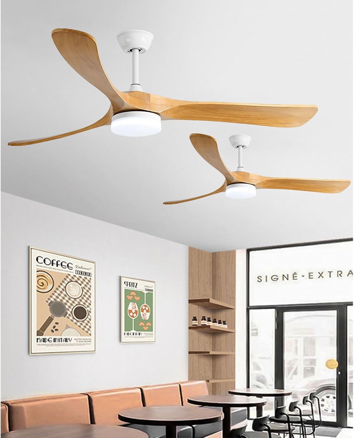 Indoor Quiet Ceiling Fans with Light 24W LED Ceiling Fan Light Remote Multifunctional Ceiling Fan with Reversible Wood Blades for Bedroom Lounge Room Living Room DC Motor
