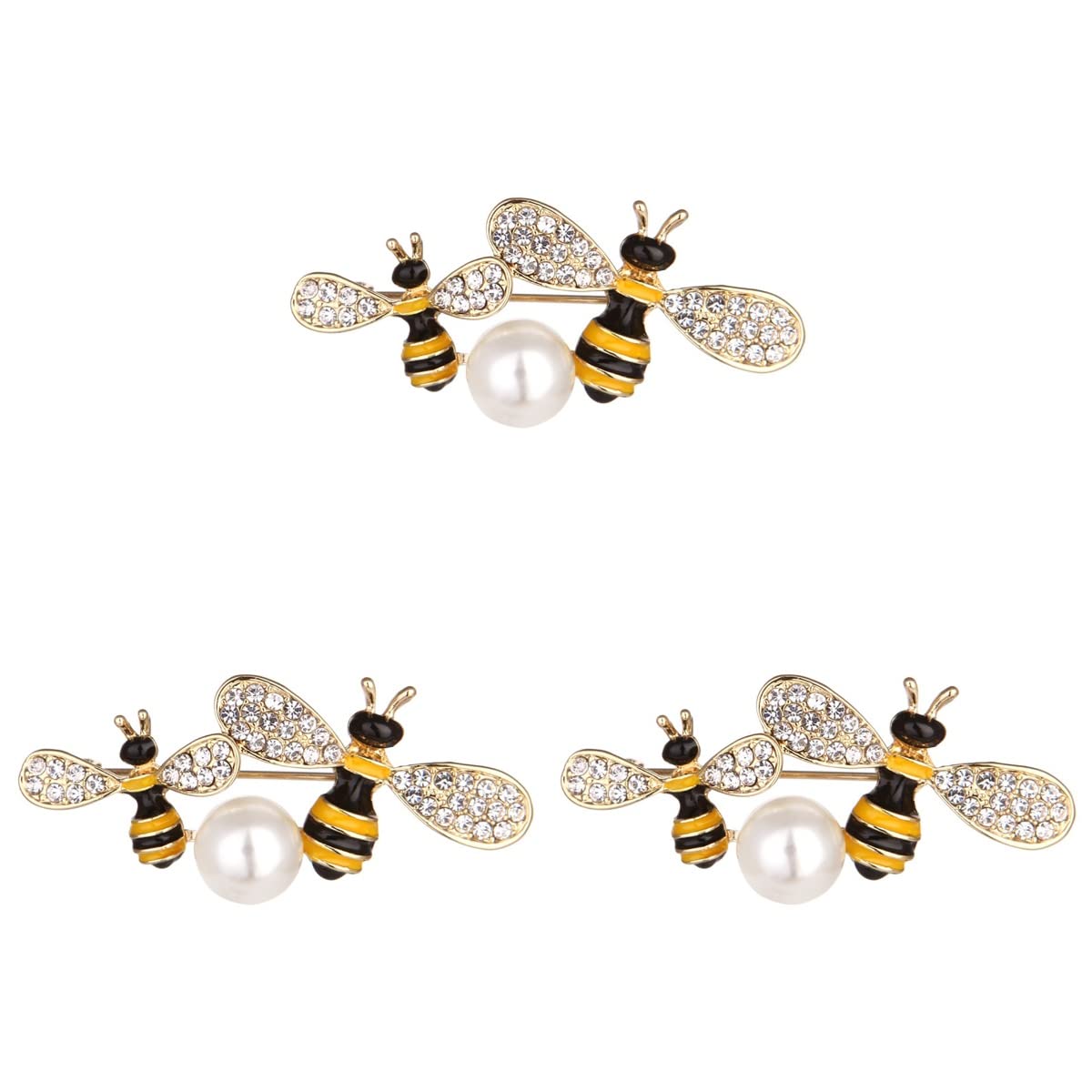 Brooches 3pcs Lovely Pin Decorative Shape Broche for Female Girl Pearl Bee Brooch