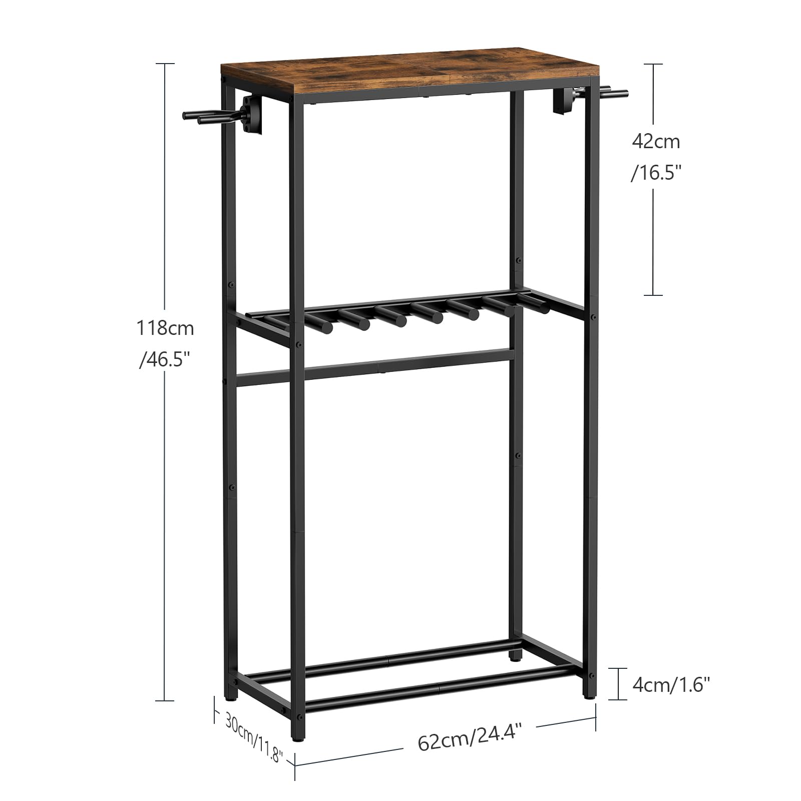 MAHANCRIS Supporto Porta Chitarre a 2 Livelli per 7 Strumenti, Chitarre Acustica, Elettrica, Bass, Ukulele, Banjo, Protezione in EVA, Marrone Vintage e Nero AGSHR6701