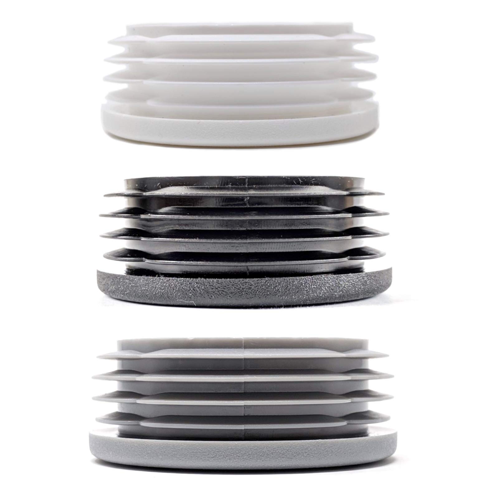 Round Tube Inserts End Caps, Varierty of Sizes in Black, White or Grey - Made in Germany (Please see diagram before ordering) 60mm, White, Pack of 100