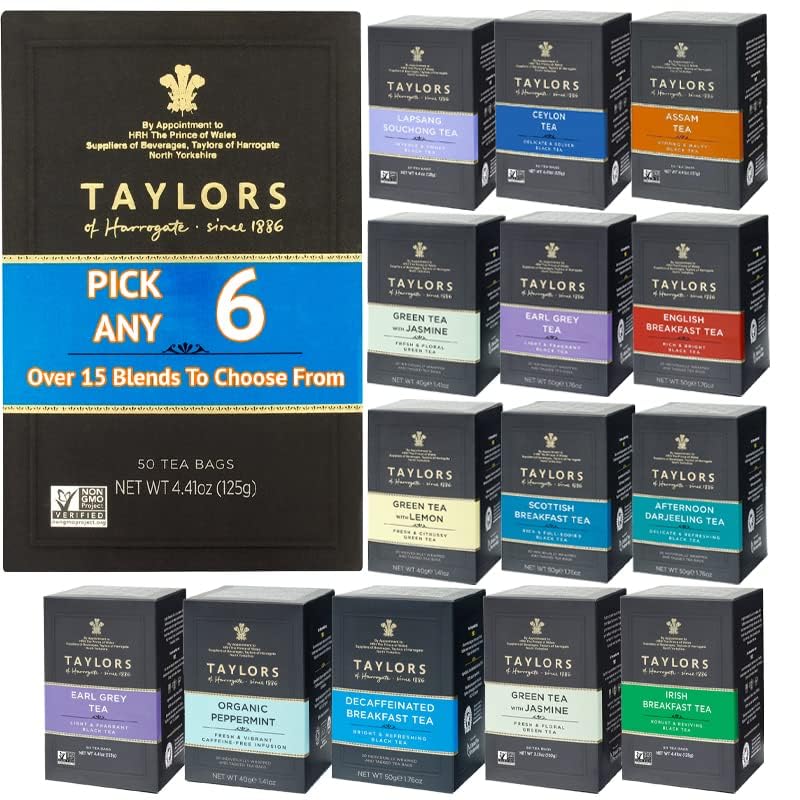 Taylors of Harrogate Tea Bags. PICK ANY 6 Boxes (20 Individually Wrapped Tea Bags Each Pack) from 20+ Flavours Inc. Green Tea, Peppermint, White tea,