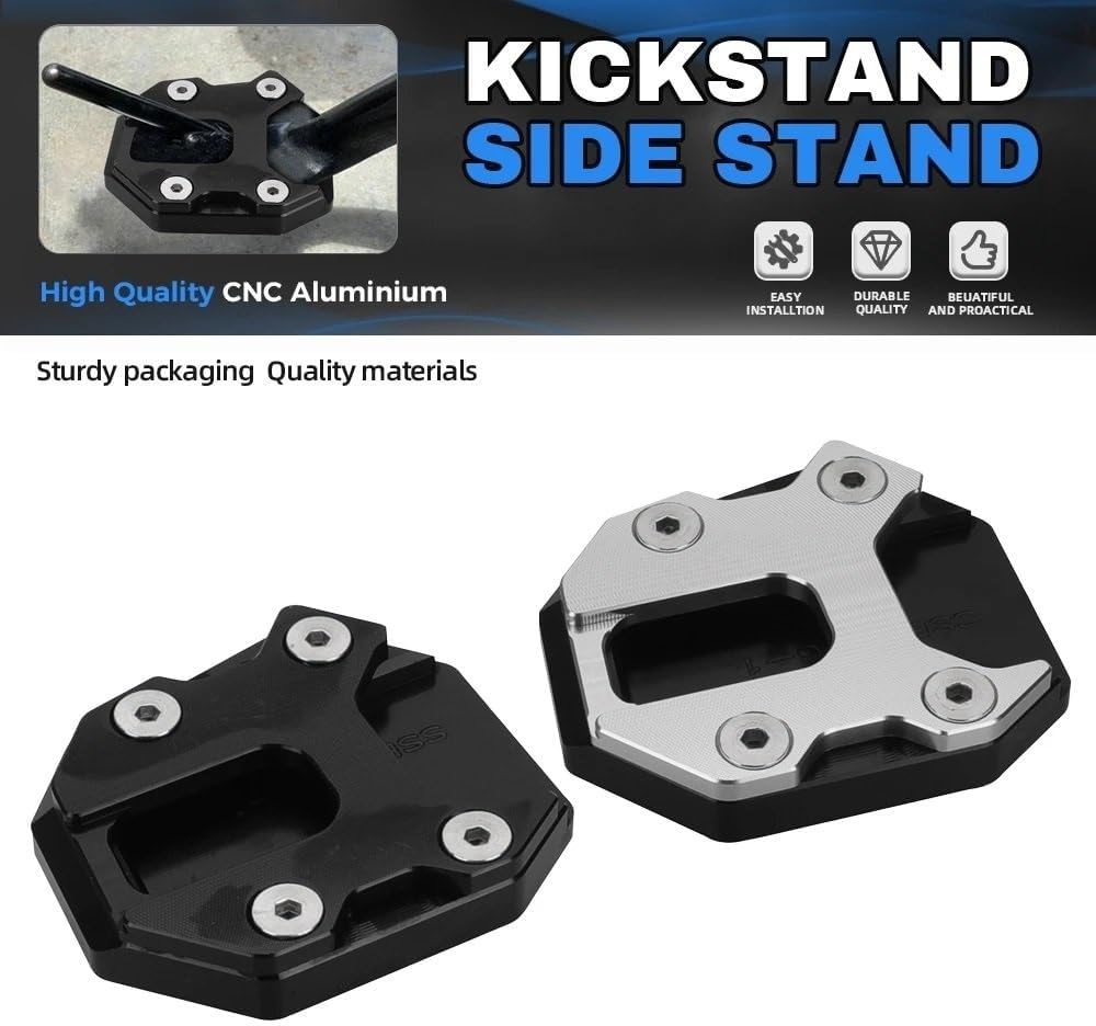 Motorcycle Kickstand Pad For Y&AMAHA MT-09 MT09 SP TRACER 9 GT XSR900 2021-2024 Motorcycle Kickstand Extension Side Stand Plate Enlarger(Black)