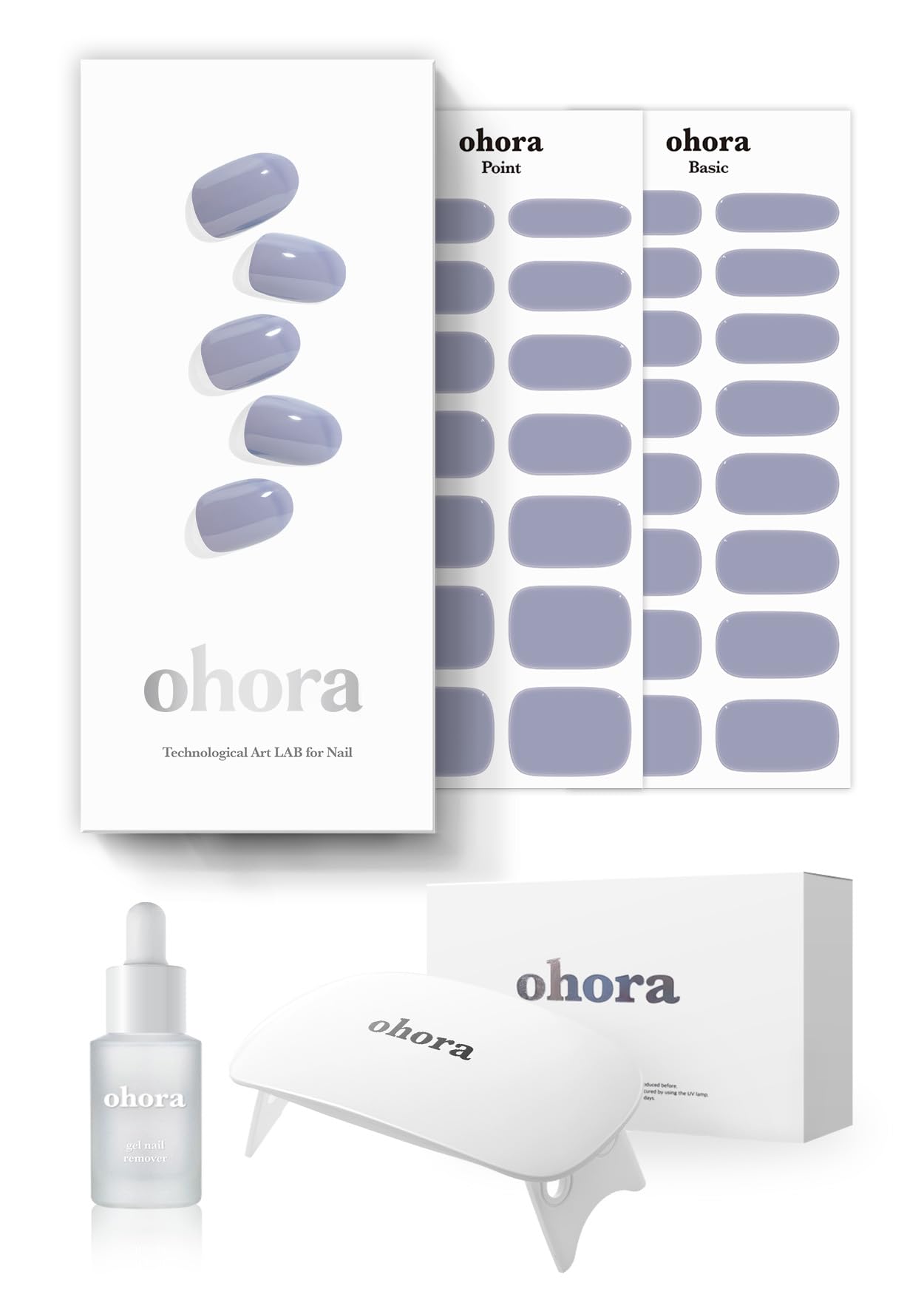 ohora Semi-Cured Gel Nail Strips Value Set (N Cream Cloud Starter Kit) Includes Full Size Lamp and Mini Remover, Salon-Quality, Long Lasting, Easy to