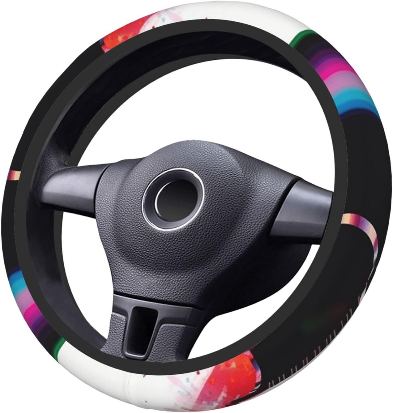 Colorful Piano Keyboard Music Car Steering Wheel Covers Non-Slip Breathable Neoprene Steering Wheel Protector Universal Car Accessories15 Inch Fit Auto SUV Sedan Vans Trucks image 3