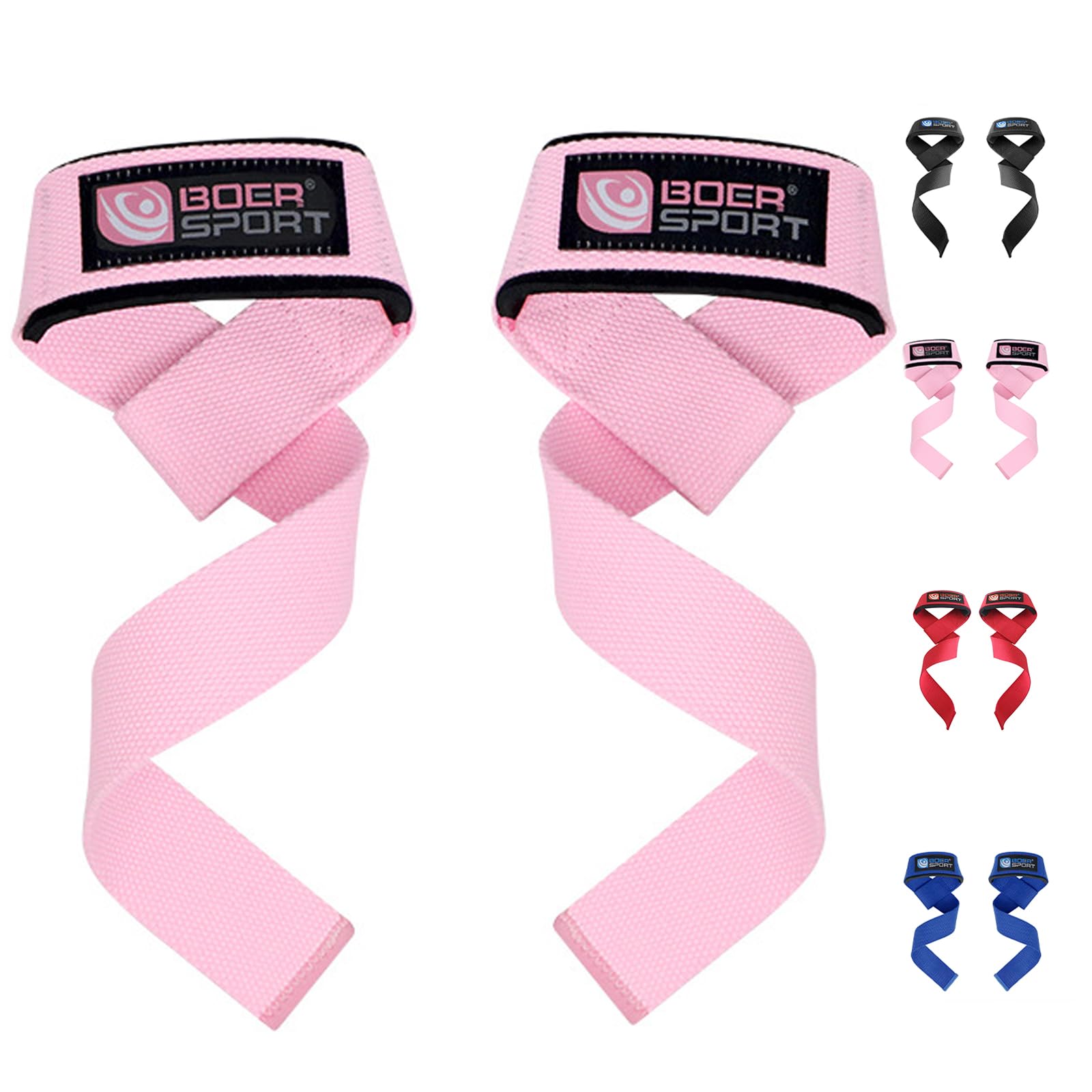 Weight Lifting Straps for Deadlift & Pull Ups – 62cm Long Polyester Webbing with EVA Cushion, Adjustable Loop, Anti-Slip Gym Grips for Powerlifting, Bodybuilding (Pink)