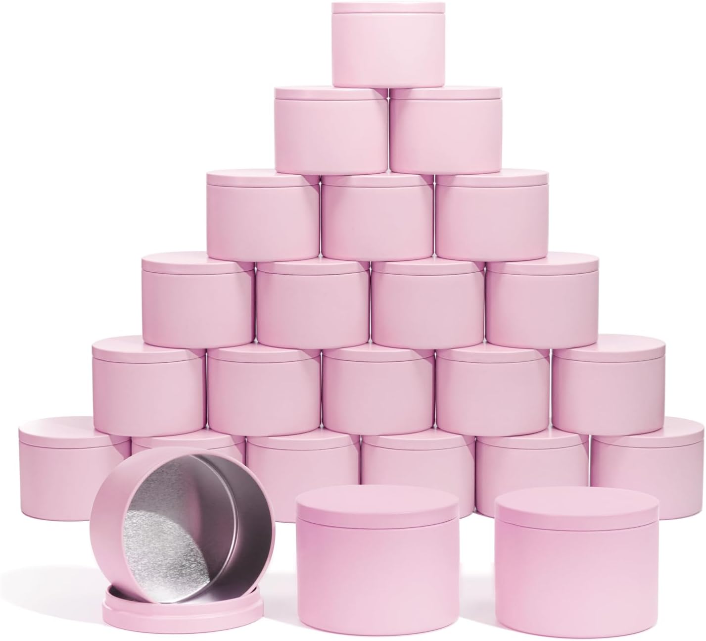 Aroparc Candle Tins with Lids, 24 Pack 8oz Seamless Candle Containers for Candle Making Supplies Empty Candle Jars - Pink Pink 8oz
