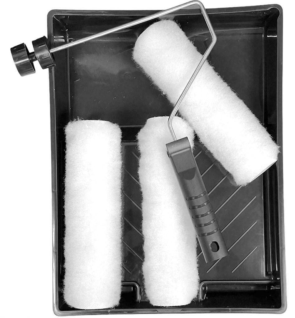 9" Paint Roller Set Gloss Emulsion Decorating Decorator Tray Sponge + 3 Sleeve