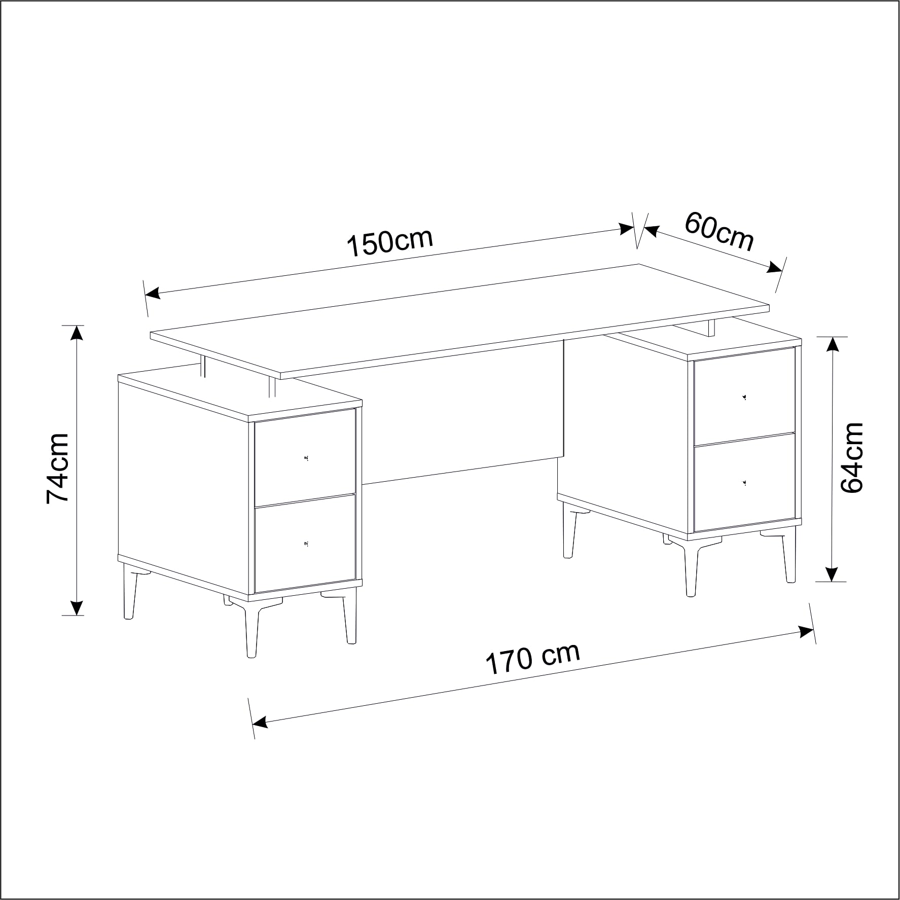 Homidea Branco Scrivania Direzionale – Scrivania da ufficio moderna con spazio di archiviazione (Rovere Antracite)