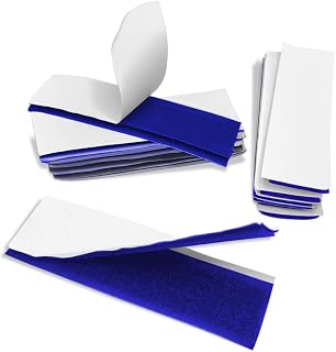 Sets of 15 Royal Blue Hook and Loop Strips with Adhesive 1'' x 4'' Nylon Strong Sticky Back Straps Fabric Heavy Duty Strips with Adhesive Ideal for Home Organizer Office School Decoration Craft DIY