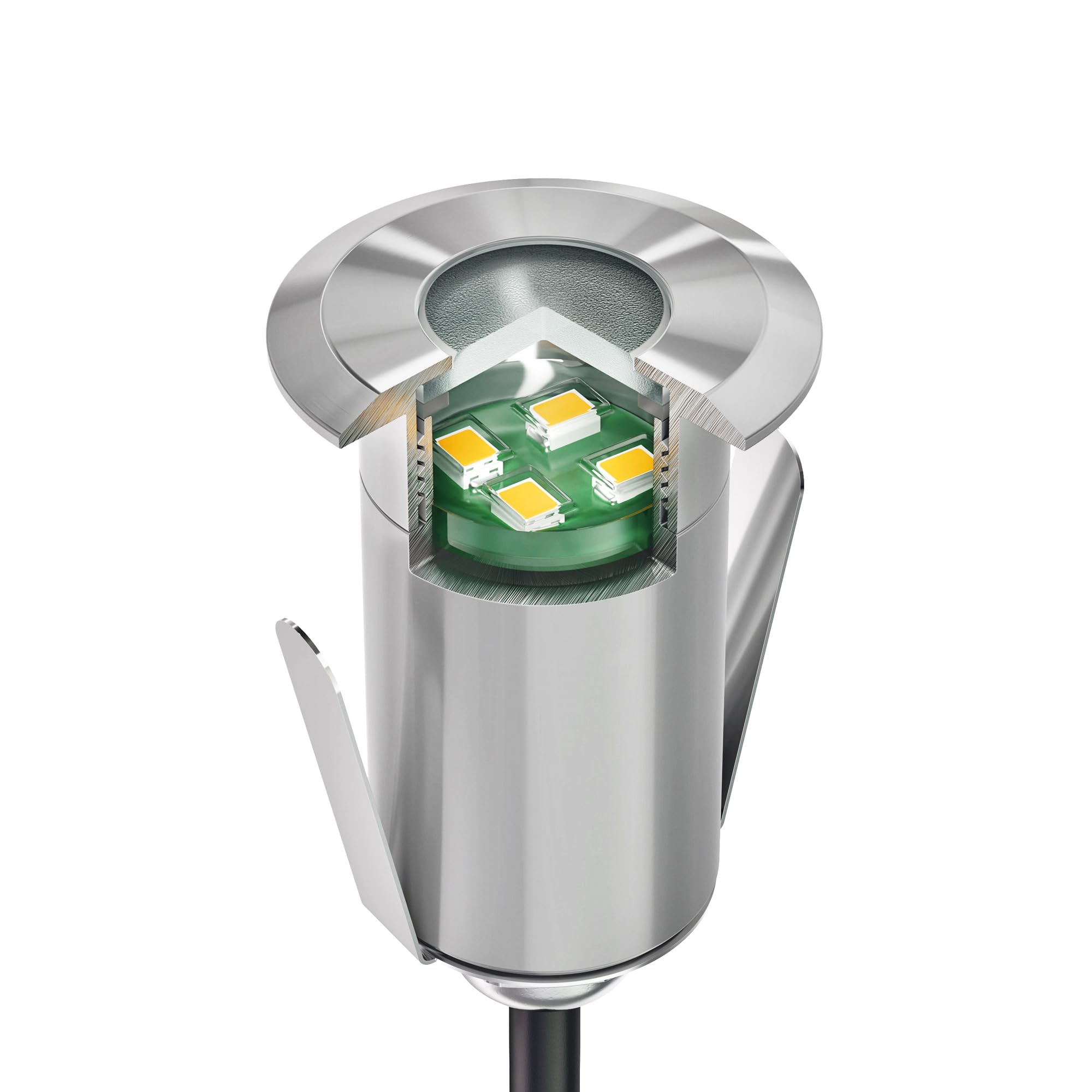 ledscom.de 2 LED recessed Floor Light GLOX for Outdoors IP67, Aluminium, Round, 35mm diameter , Warm White, matt - Image 2