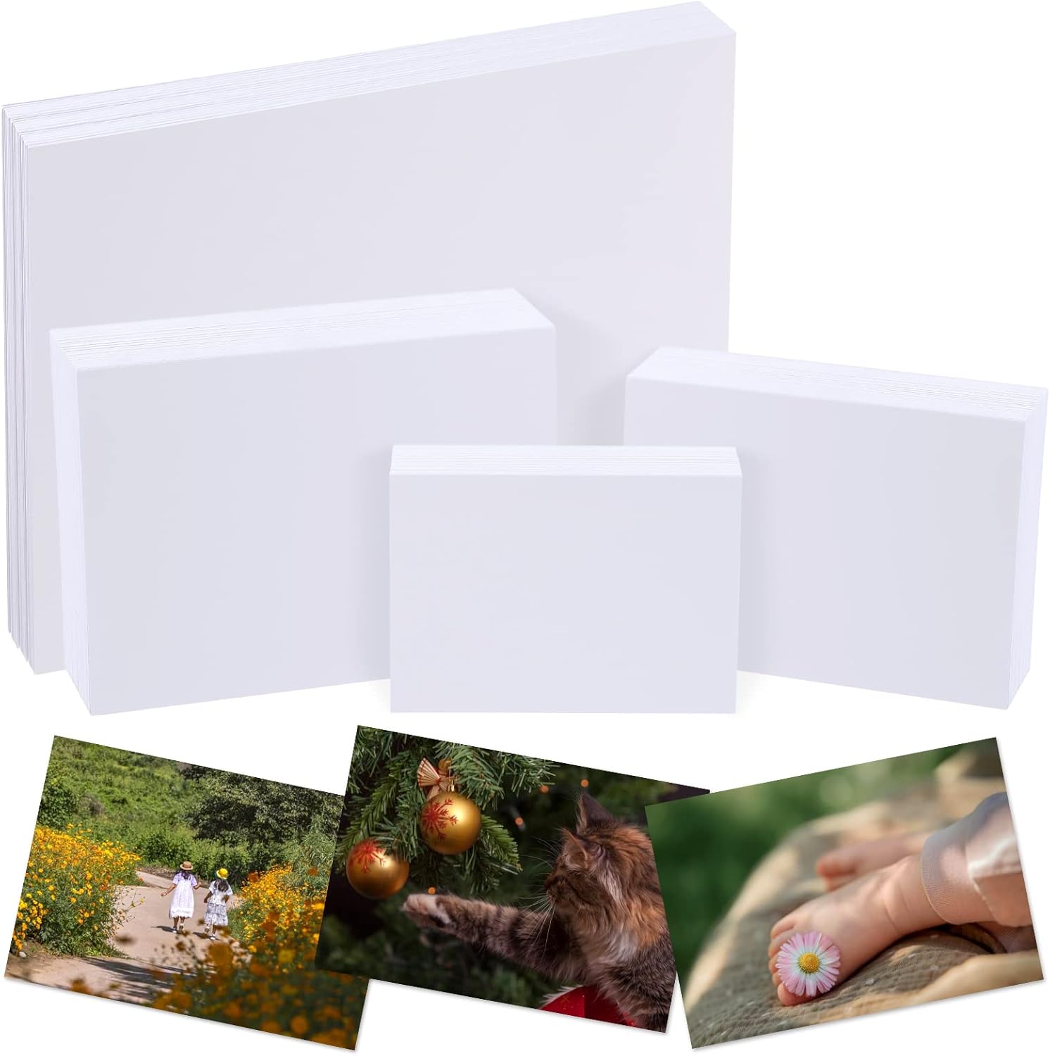 Tanstic 360Pcs 4 Sizes 200gsm Photo Paper, Printer Paper Premium Glossy Photo White Photographic Paper Photo Printer Paper (3.5 x 5 Inch, 4 x 6 Inch, 5 x 7 Inch, 8.3 x 11.7 Inch)