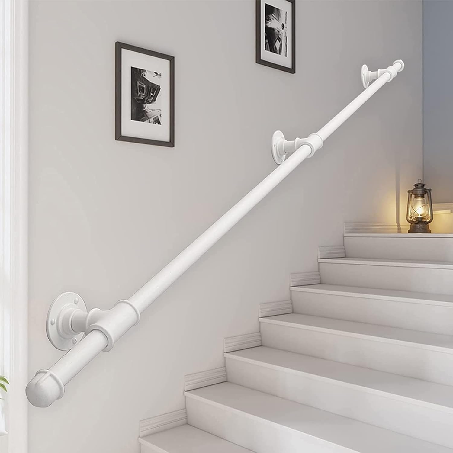 Industrial Staircase Handrail (1ft-20ft). Wall Mount Banister, Wrought Iron Pipe Stairs Railings, Indoor Outdoor Stairs Porch Deck Hand Rail, Grab Bar Kit (Size : 1ft)