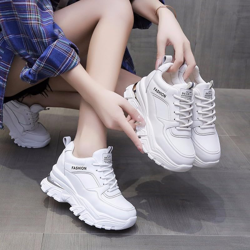 Women's Platform Sneakers, Fashion Lace Up Outdoor Shoes, Comfortable Low Top Sport Shoes for All-Season Wear4