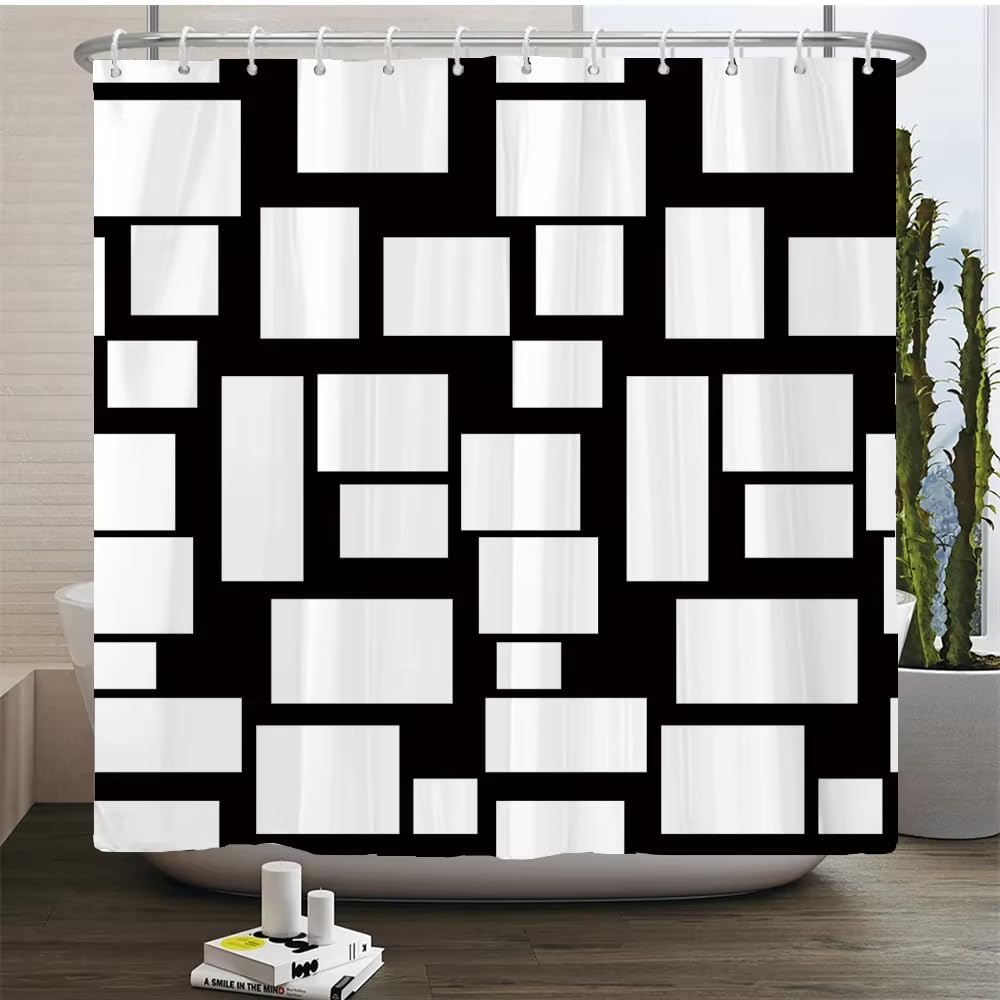 Kelaimi Style 5 Natural Geometric Shower Curtain,Bohemian Multicolor Geometric Bathroom Curtains,Modern Waterproof Polyester Fabric Bathtub Curtains With Hooks 90X180cm