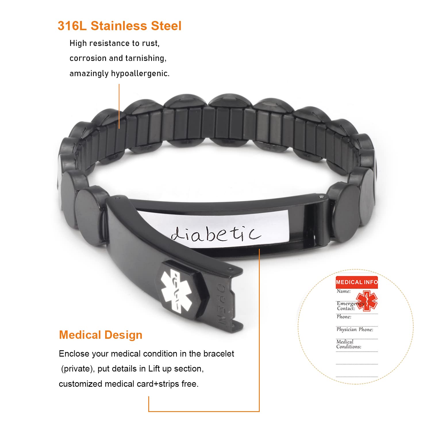 Walmart Copper Medical Id Bracelet Free Engraved Customized - Main Image