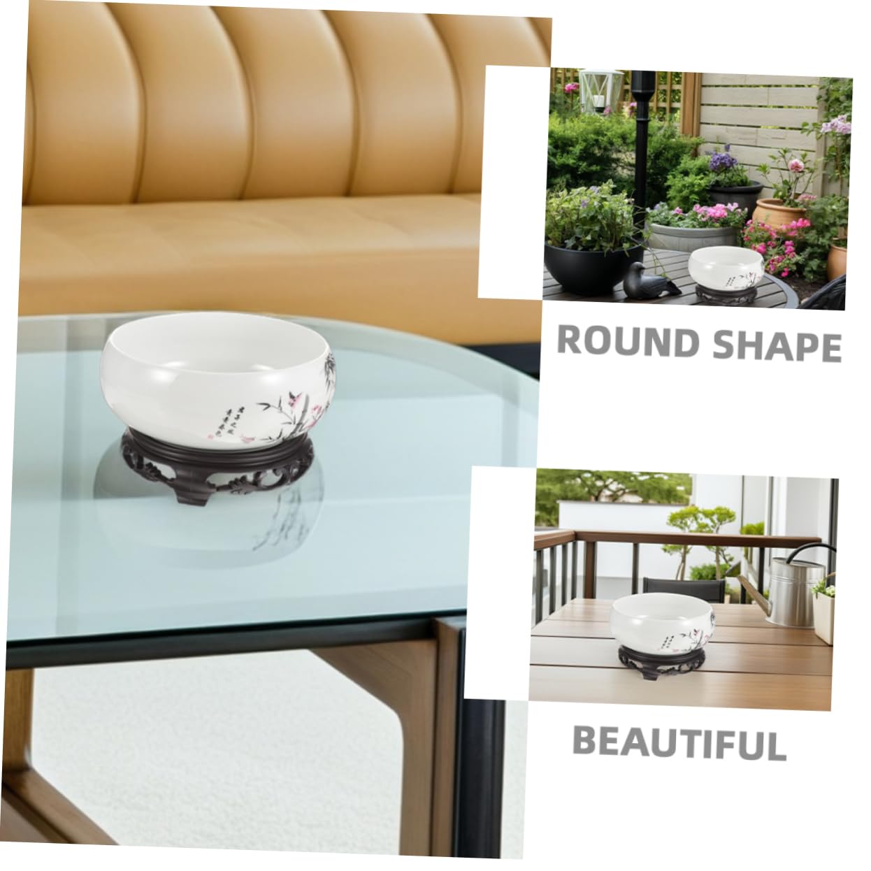 TOYANDONA Duża Okrągła Ceramiczna Doniczka Kwiaty Stylu Azjatyckim Porcelanowa Lotosu bez Otworu Drenażowego Dekoracyjna Do Hydroponiki i Aranżacji Kwiatów Trwała i Elegancka