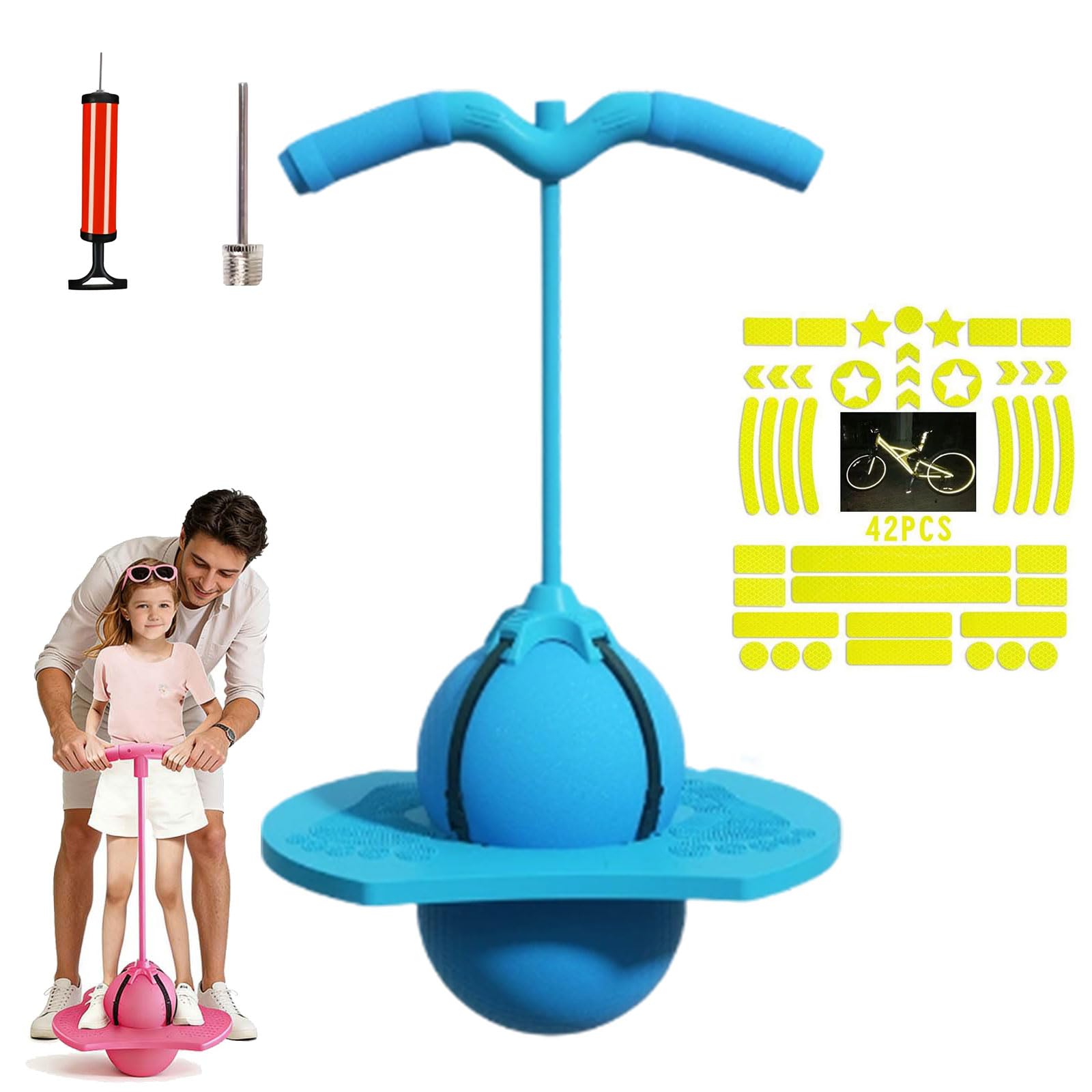 Pogo Pelota de salto para niños y adultos, pelota de salto de equilibrio, juguete para exteriores, patio de recreo con adhesivo reflectante, capacidad de carga 300 kg, entrenamiento de — view 9