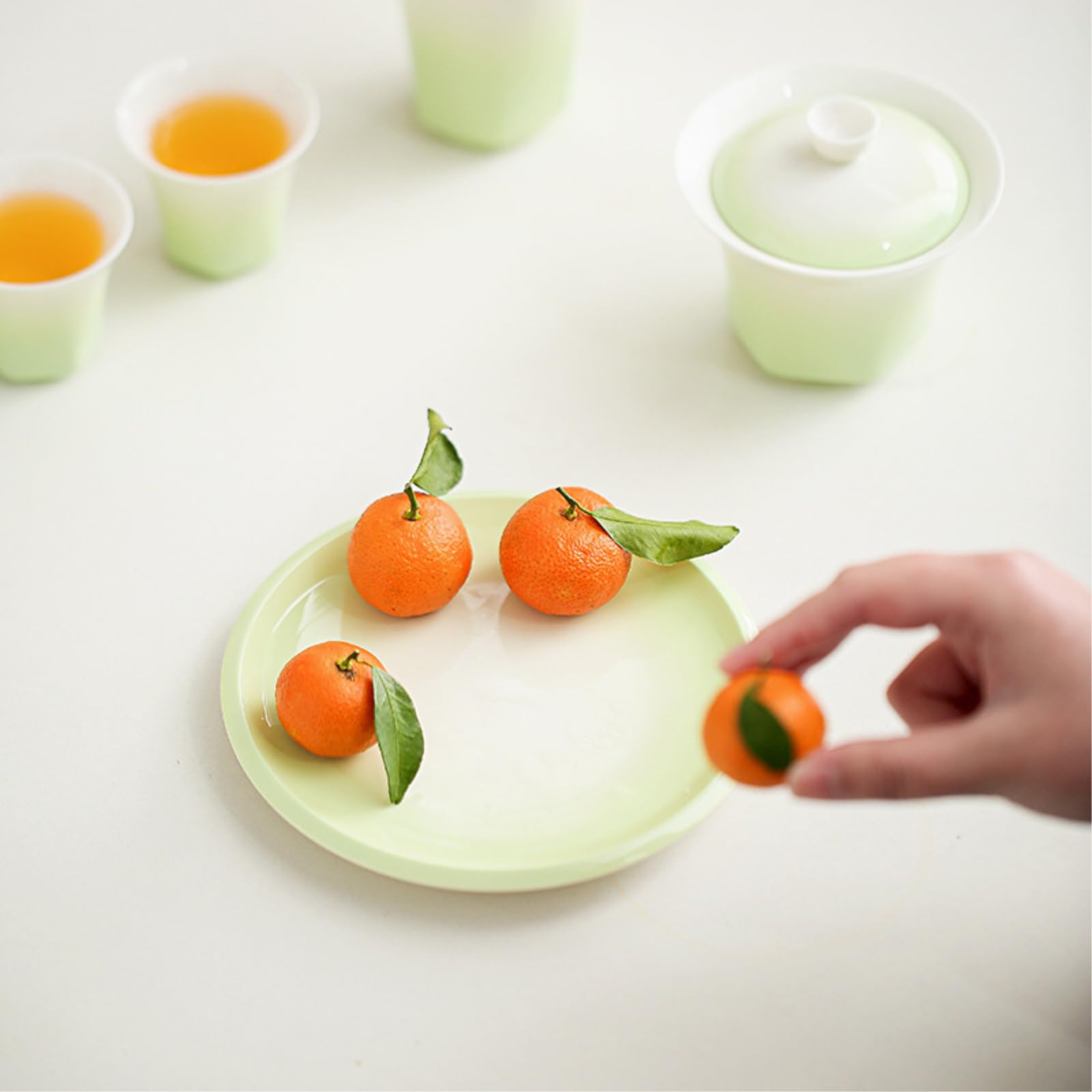 Keramikglasur, frische Abdeckung, exquisite Persönlichkeit und praktisch, 14-teilig, grün