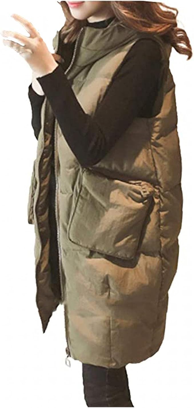 Oversized Gilets Jackets for Women Plus Size Hooded Long Thicken Waistcoat Winter Sleeveless 