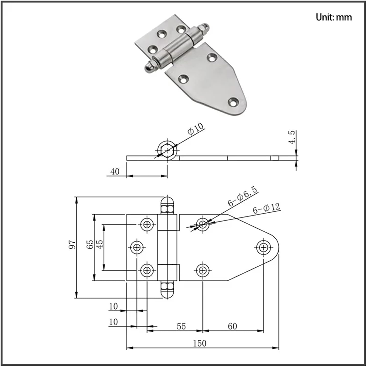 1pc 304 Stainless Steel Automotive Equipment Box Door Hinge Industrial Heavy Machinery Thickened Blade Bearing Hinge