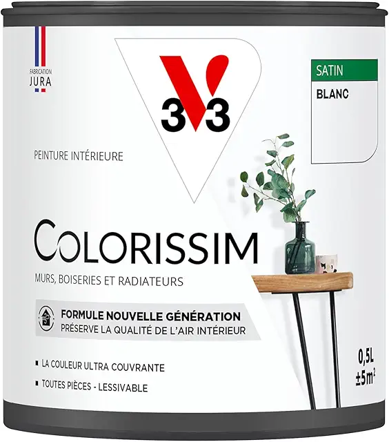 Peinture Satin Blanc V33 Colorissim 0,5L - Multi-supports Intérieur