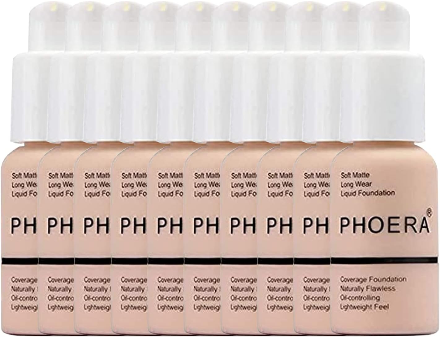 Glamza Phoera Foundation Full Coverage Makeup Set - 24hr Long Lasting Oil Control - Soft Smooth Matte Flawless Concealer Cream - Inc x10 30ml Foundation & Silicone Blender Sponge (101 Porcelain)