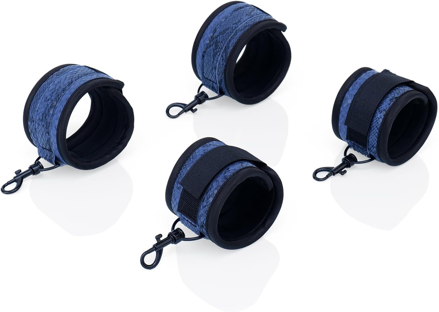 Spreader Bar Heavy Duty Stainless Steel Expandable Black Bar with 4pcs PU Blue Serpentine Furry Adjustable Straps,Sports Aid Training Fitness Gear Pilates Aid Kit, Home Restore Pilates Indoor Yoga Set