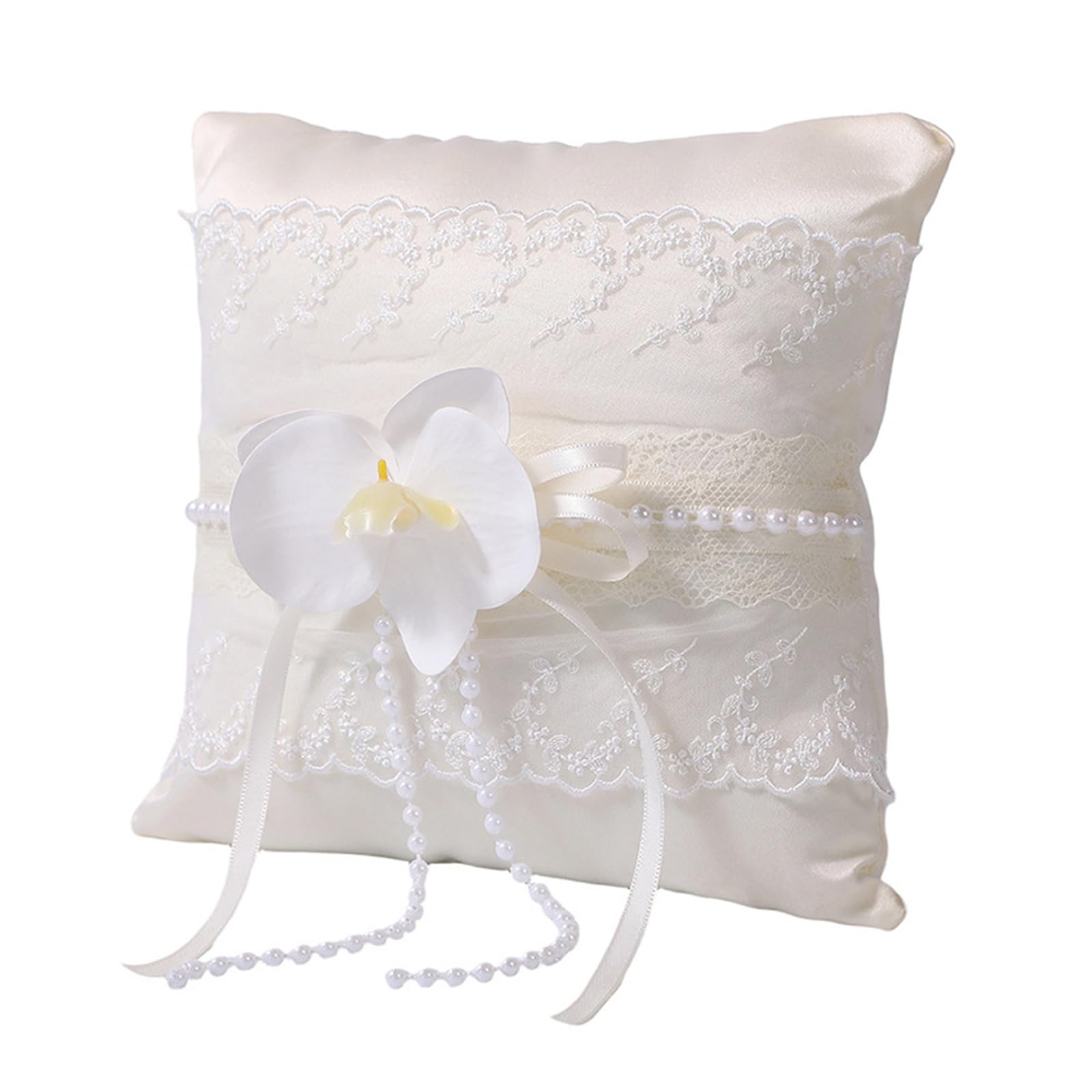Jazuaiao A Lace Cushion Pillow With Soft Bows For Weddings, Proms, Nniversaries, Bridal Decor Decorative Cushion Wedding Ceremony Decor