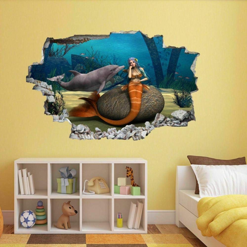 CSCH Wall Sticker Dolphin Wall Art Sticker Mural Decal Kids Bedroom Home Office Decor BG7