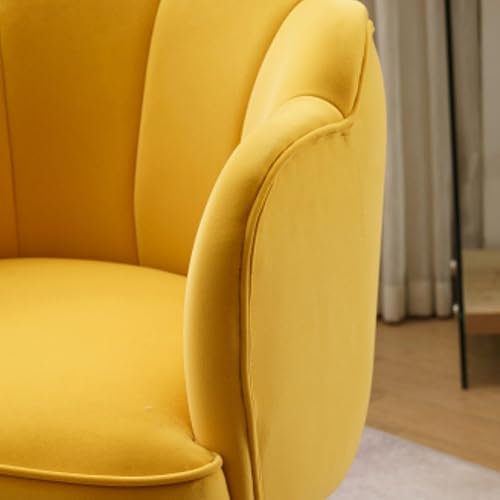 Miniatura 7 de Uneeruiqy Silla decorativa de terciopelo moderna con patas de metal, acogedora y suave, tapizada, para sala de estar, dormitorio (amarillo)