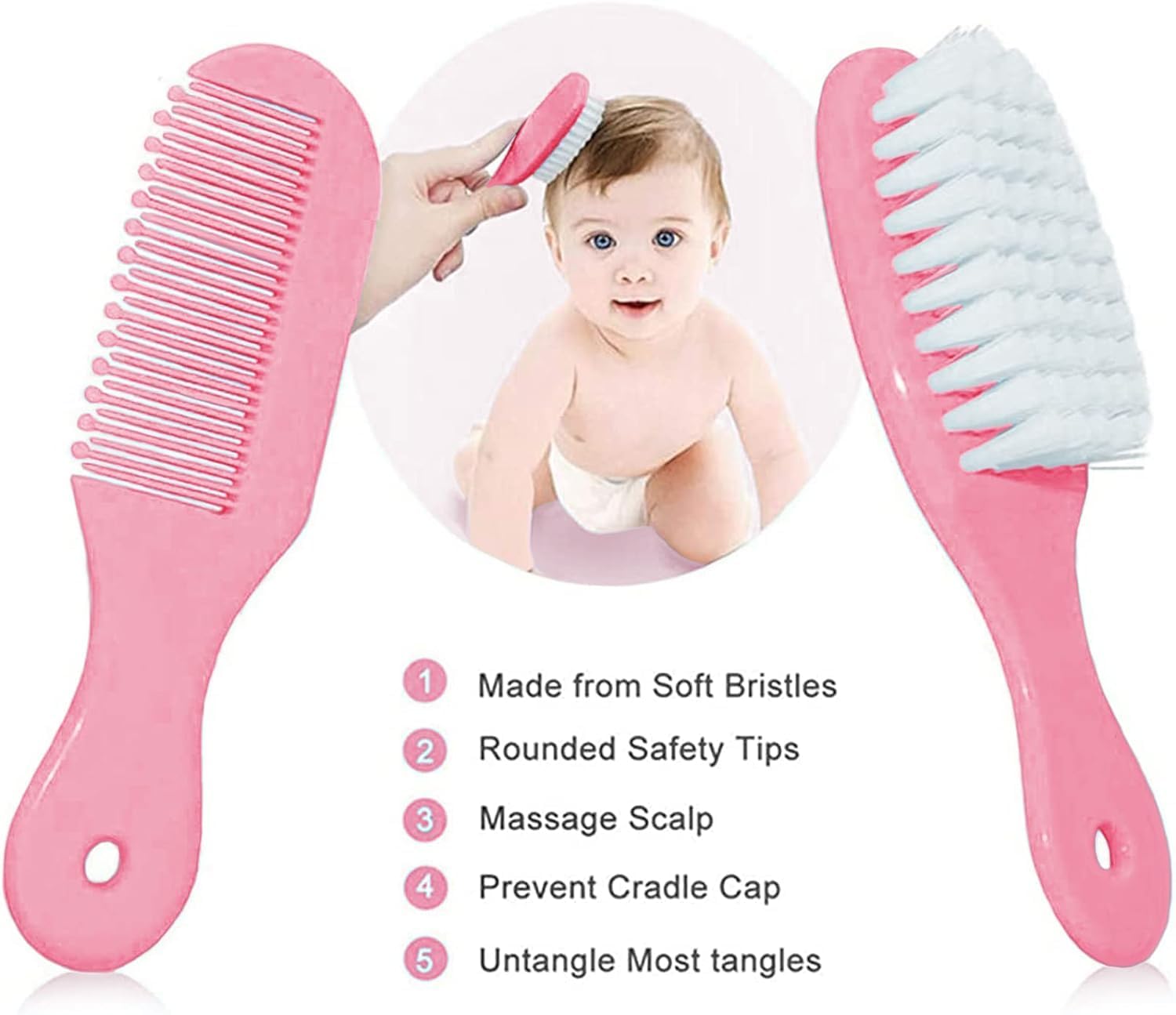 Trousse de Soin Bébé Naissance 13 en 1 – Trousse de Toilette Bébé avec Brosse, Peigne, Coupe-Ongles, Ciseaux, Thermomètre Digital, etc.– Kit Complet pour Nouveau-Né Fille Garçon (rose)