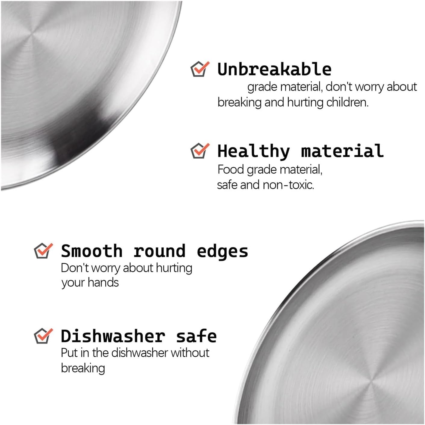 Fit for 20cm Round Stainless Steel Camping Plates - 4 Pack Metal Dinner Dishes with Cotton Bag for BBQ, Snacks, and Salads(4pcs 8.6 inch)