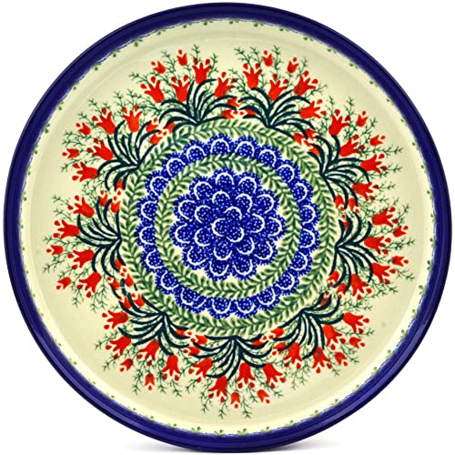 Polish Pottery Cookie Platter 10-Inch Sprouting Tulips #TOP1