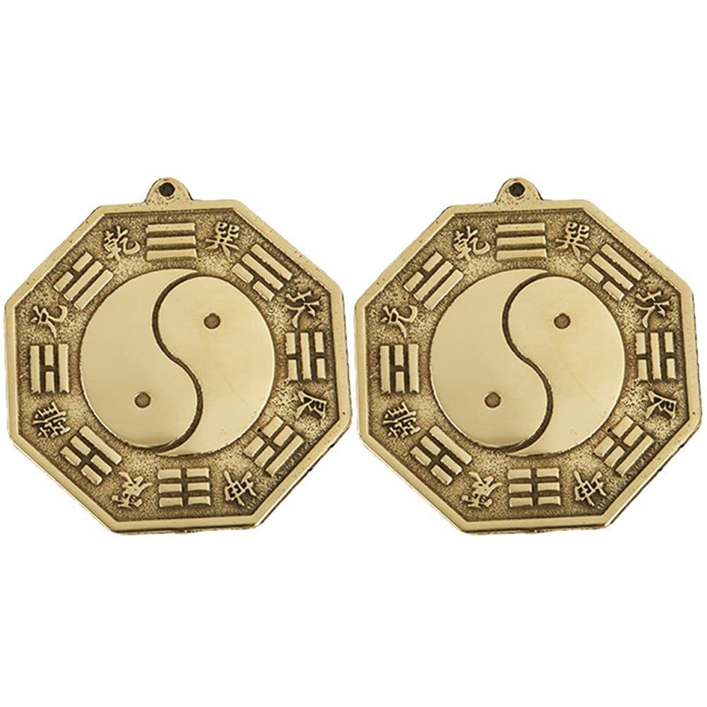 Luxylei Chinese Feng Shui Mirror Wall Hanging Decor Brass Bagua Mirror Copper Gossip Mirror Concave Feng Shui Yang Art Wall Decor