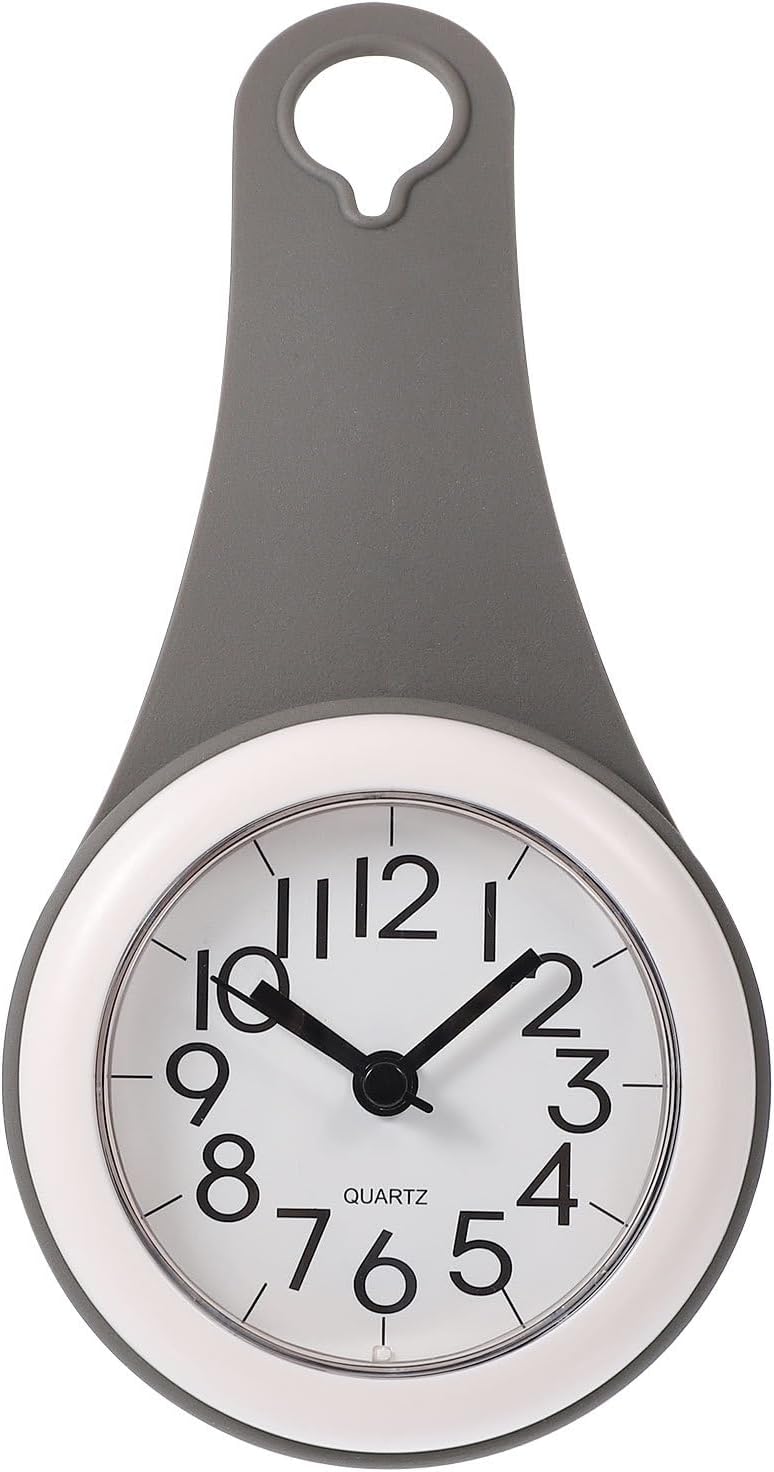 HEALLILY Waterproof Bathroom Wall Clock with Anti-Fog Feature Silent Non-Ticking Analog Shower Clock with Suction Cup for Easy Mounting Large Clear Numerals
