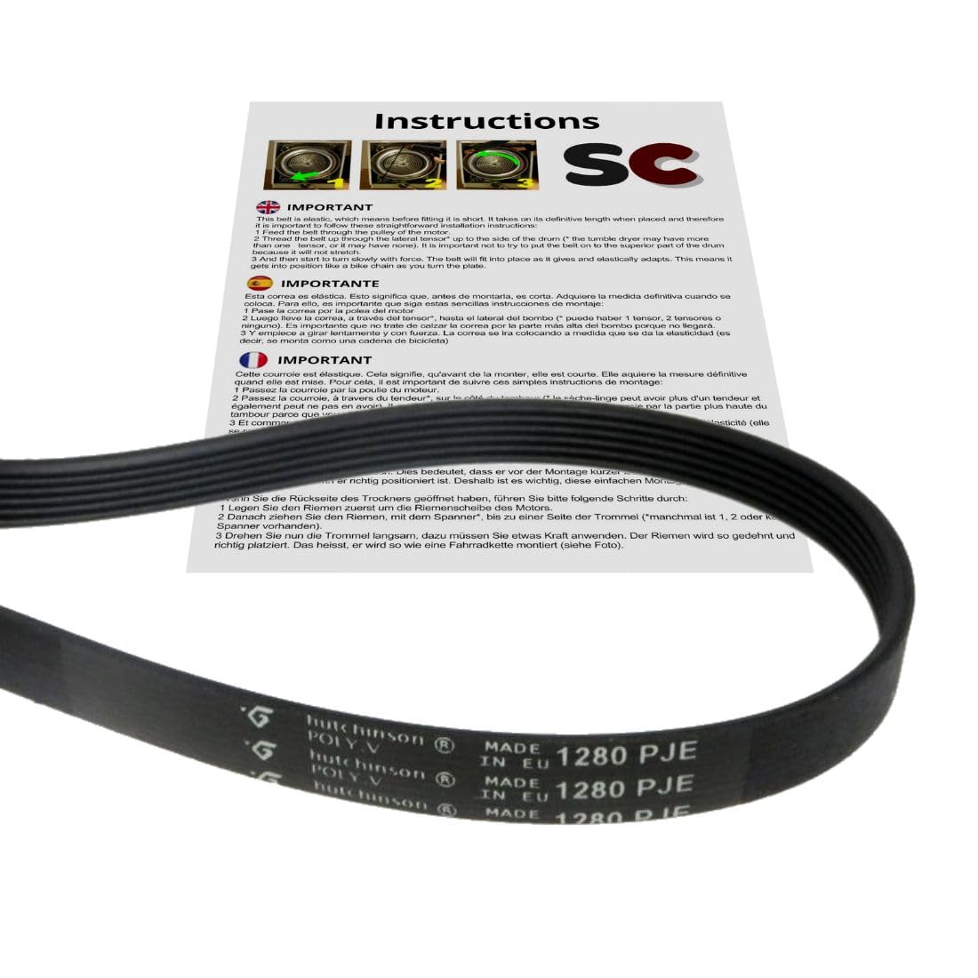 Sc Solocorreas Black Washing Machine Belt 1280 Pje