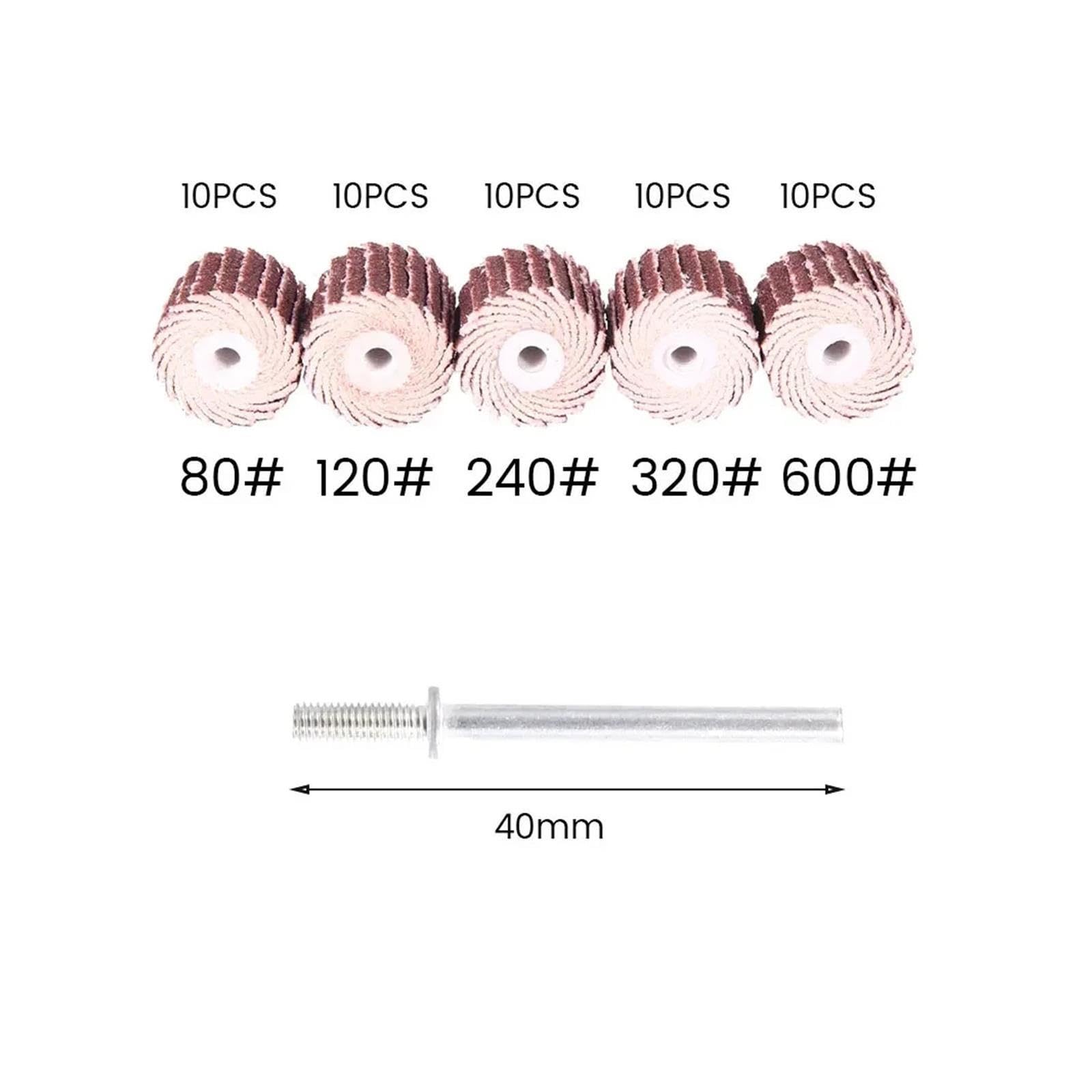 50-teiliges Schleiftrommel-Set, Lamellenschleifpapier for rotierende Schleifwerkzeuge