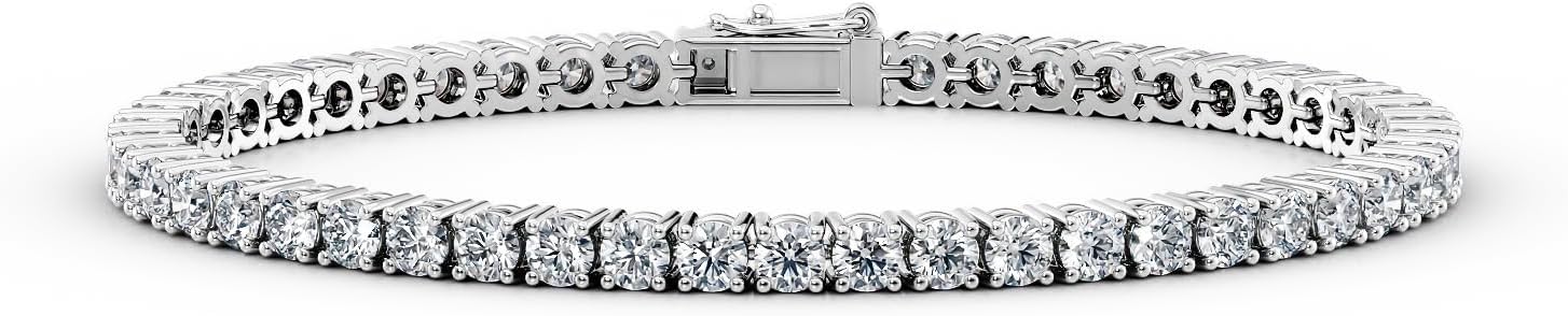 Privosa Fine Jewelry 3 to 20 Carat Lab Grown Diamond Tennis Bracelet for Women I 14k White or Yellow Gold Bracelet (E-F, VS1, cttw) 7 Inches Long